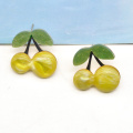 Newest design mini size colorful acrylic cherry stud earrings